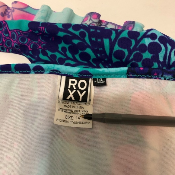 Roxy ruffle bikini bottom EUC sz 14 pink purple - Picture 9 of 11